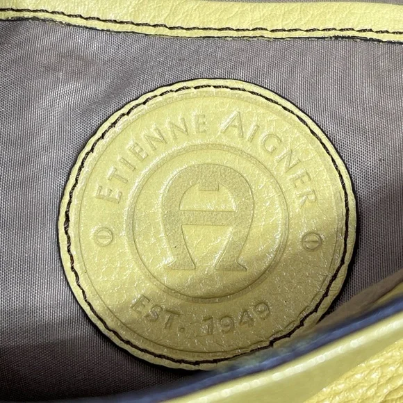 ETIENNE AIGNER Woman’s Leather Yellow Shoulder Bag With Gold Hardware - Picture 10 of 16